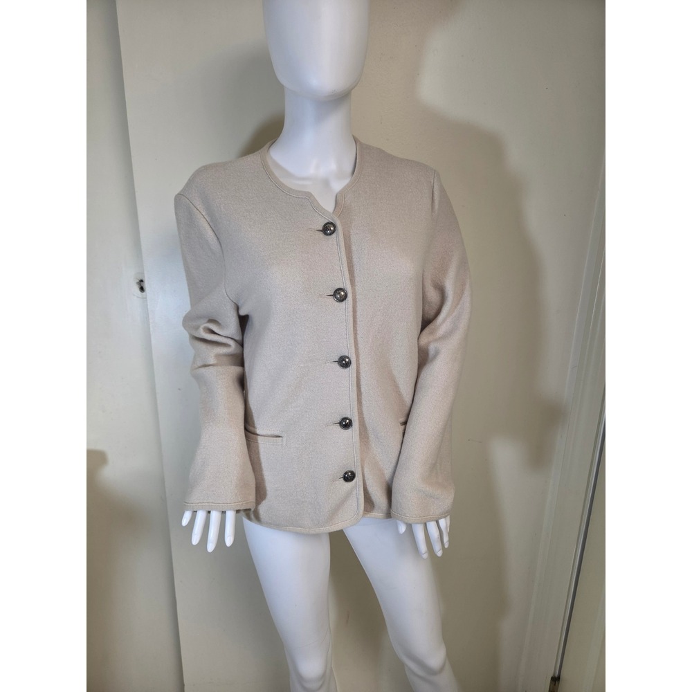 Geiger Collections Austria Beige Boiled Wool Button Front Jacket Women Size 38